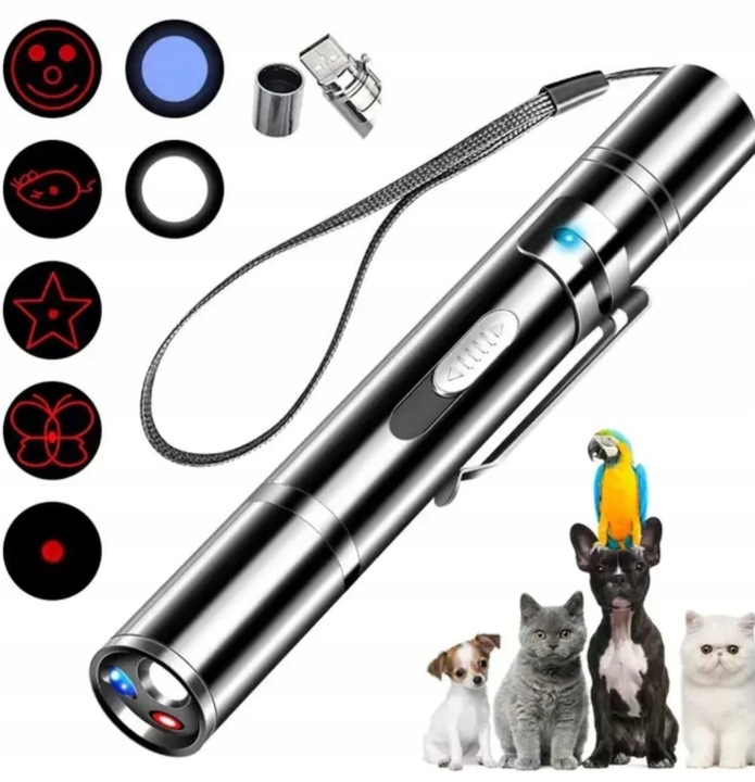 LASER dla kota WSKAŹNIK LASEROWY LATARKA USB 3w1