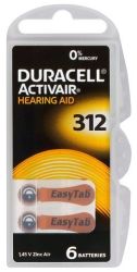 Baterie do aparatów słuchowych - Duracell ActivAir - 312 / PR41 - 60 sztuk
