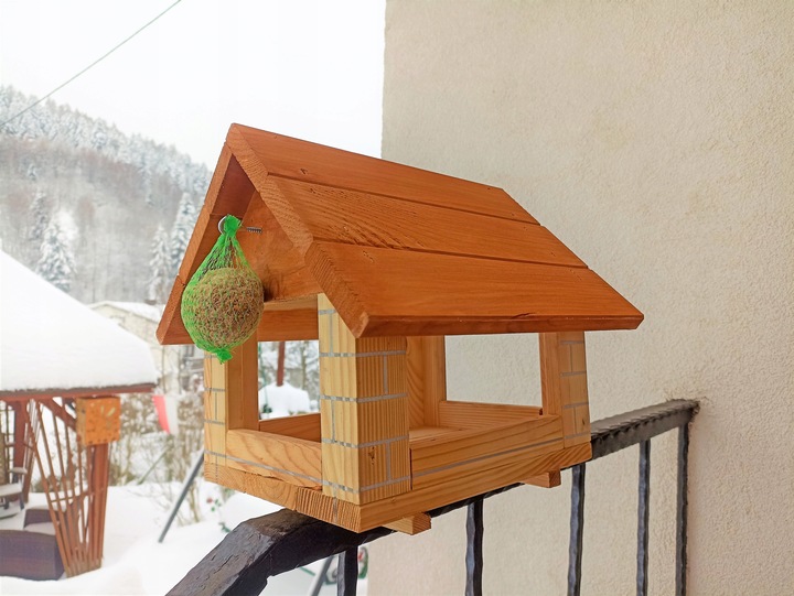 Karmnik Dla Ptaków ozdobaMocny STOJĄCY DREWNIANY WISZĄCY wystąrczająco