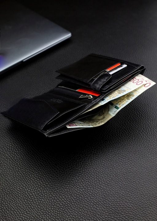 Portfel Męski Pierre Cardin Skórzany Czarny Pojemny RFID Torebka Certyfikat