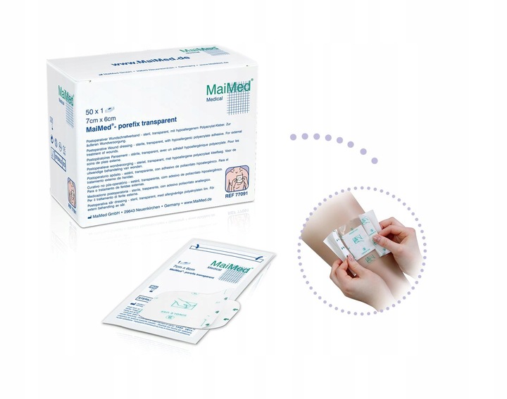 OPATRUNEK NA RANY JAŁOWY HYPOALERGICZNY Z WKŁADEM CHŁONNYM 7X6cm 50szt