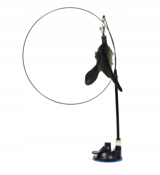 WĘDKA DLA KOTA z przyssawką ZABAWKA interaktywna czarne piórko6