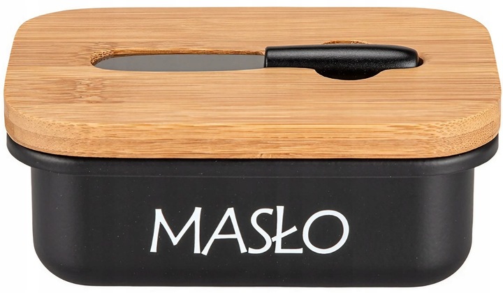 MASELNICZKA STALOWA POJEMNIK NA MASŁO Z POKRYWKĄ + NOŻYK DO SMAROWANIA