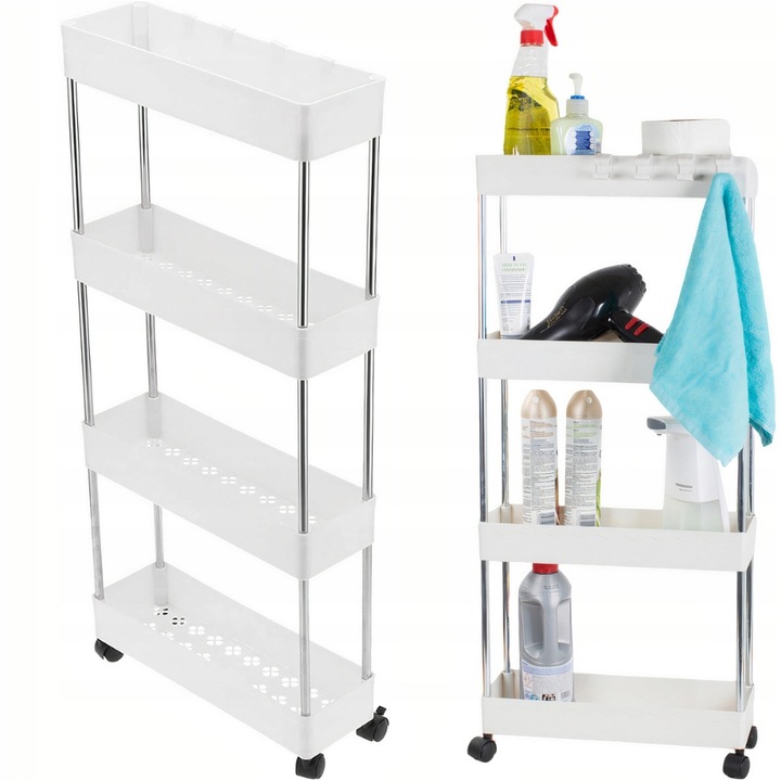 PÓŁKA ŁAZIENKOWA KUCHENNA SZAFKA NA KÓŁKACH REGAŁ 4 POZIOMOWY Z