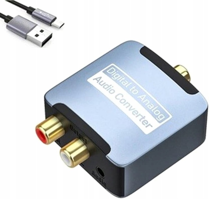 KONWERTER PRZEJŚCIÓWKA DAC ADAPTER OPTYCZNY COAXIAL TOSLINK DO 2x RCA