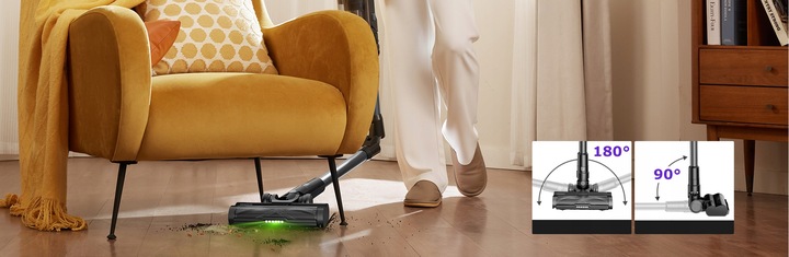 Odkurzacz bezprzewodowy PROSCENIC P16 45000Pa 550W światło LED zginana rura