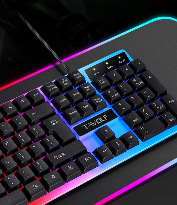 GAMINGOWA KLAWIATURA MYSZ-KA PODŚWIETLANA LED RGB