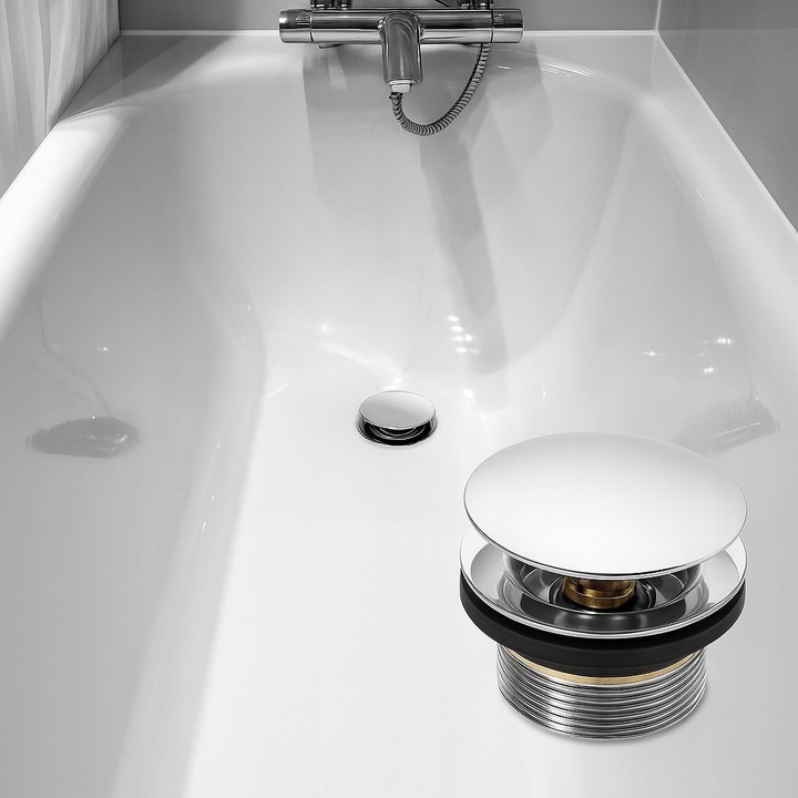 KOREK DO BRODZIKA Z SITKIEM WANNY SYFON STANDARD KLIK-KLAK