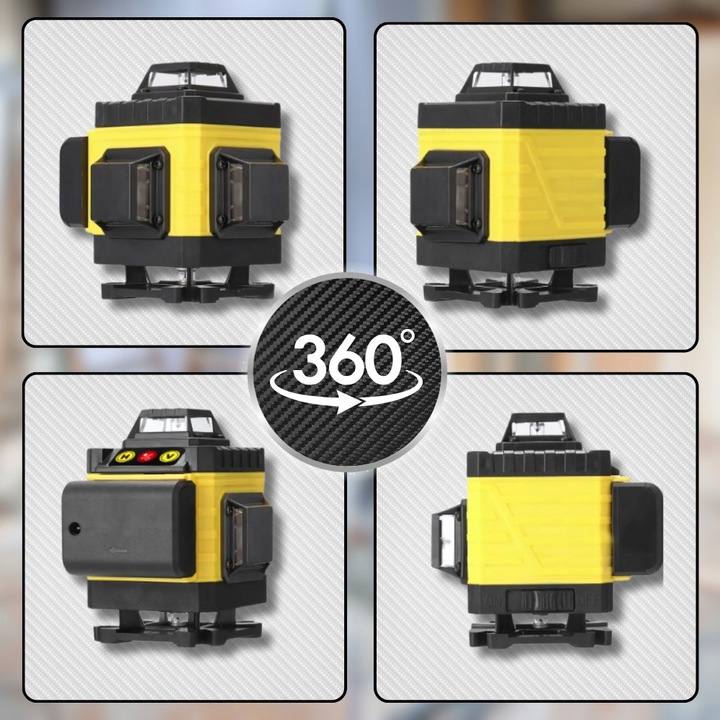 POZIOMNICA LASEROWA POZIOMICA 4D 16 LINII KRZYŻOWA 360 LASER ZESTAW