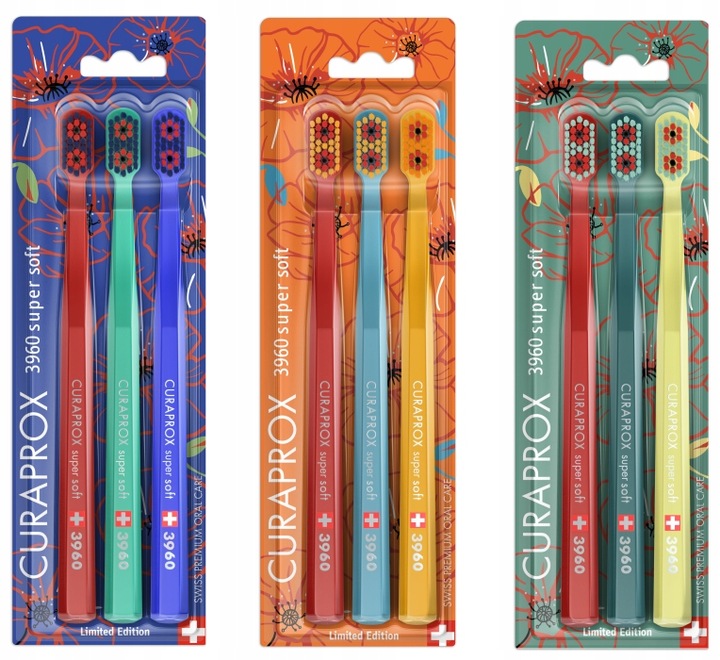 CURAPROX SZCZOTECZKA 3960 EDYCJA LIMITOWANA POPPIES, 3 SZT