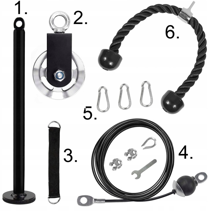 WYCIĄG GÓRNY I DOLNY ZESTAW DO 100KG UCHWYT TRICEPS DO TRENINGU SIŁOWEGO