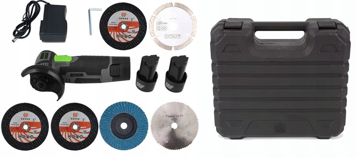 SZLIFIERKA KĄTOWA DO CIĘCIA AKUMULATOROWA 19500 RPM 6 TARCZ ZESTAW 2x