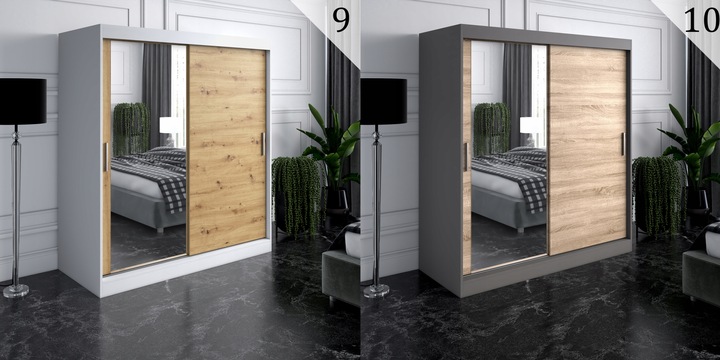 Szafa przesuwna 180cm 2 wnętrza ANTRACYT + ARTISAN