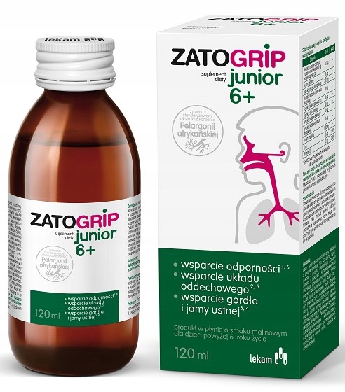 Zatogrip Junior Czarny Bez Pelargonia Afrykańska Wspiera Odpornosć 120 ml