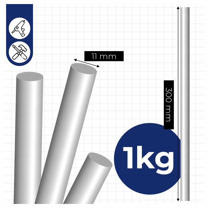 KLEJ do PISTOLETU NA GORĄCO 11 mm x 300 mm 1KG wkłady bezbarwne 35