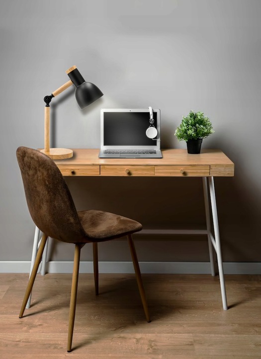 Lampka Na Biurko Do Czytania Drewniana E27 Stojąca + Podwójna Regulacja