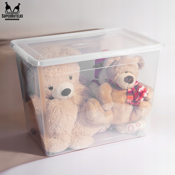 DUŻY POJEMNIK Z KÓŁKAMI 80L PLASTIKOWY ORGANIZER SZUFLADY SZAFY NA