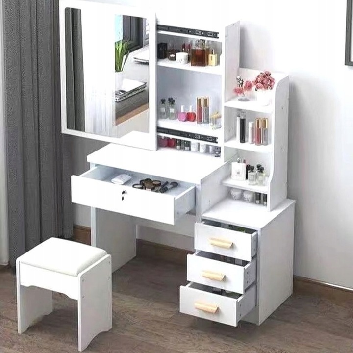 TOALETKA DO MAKIJAŻU LED Z LUSTREM NA PREZENT KOBIETY KOSMETYCZKA +