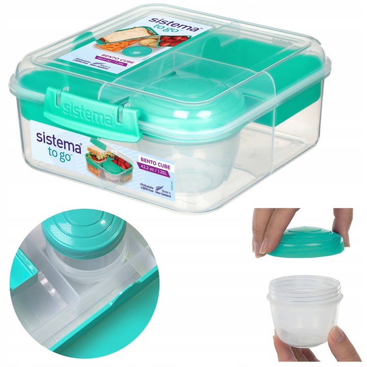 ŚNIADANIÓWKA SISTEMA LUNCHBOX POJEMNIK BOX BENTO 1250 ml Z PRZEGRÓDKAMI SOS
