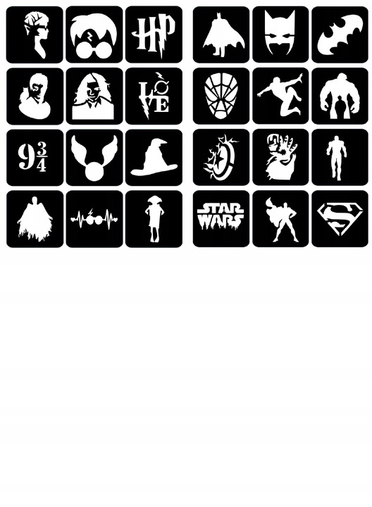 Szablony do tatuaży brokatowych, Tatuaże brokatowe - mix 100 sztuk