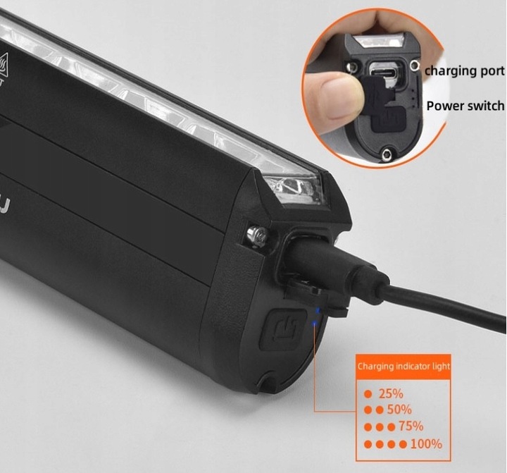 LAMPKA ROWEROWA LED PRZÓD Bardzo Mocna USB-C