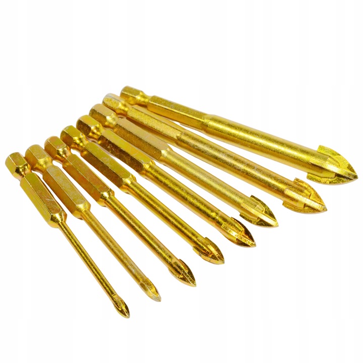 WIERTŁA DO SZKŁA PŁYTEK CERAMIKI GRESU WIERTŁO 3-12MM 8 SZT HEX 1/4"
