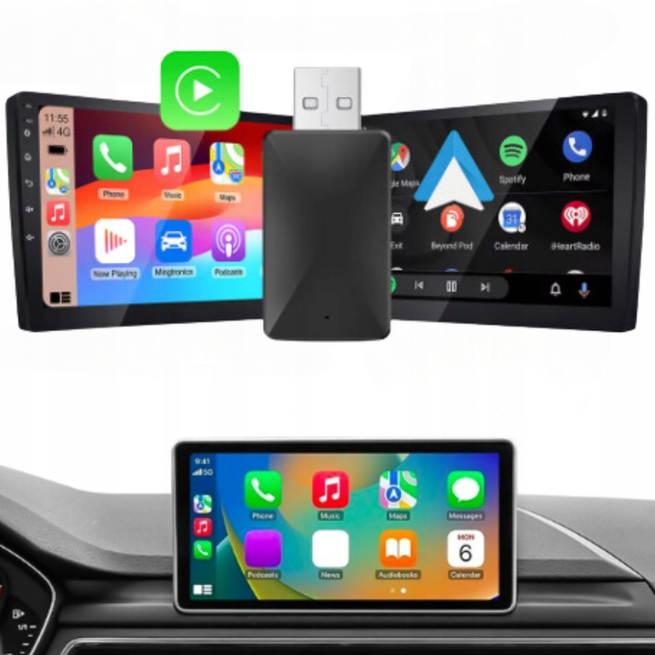 BEZPRZEWODOWY ADAPTER MINI USB / USB-C DO CARPLAY ANDROID AUTO IPHONE