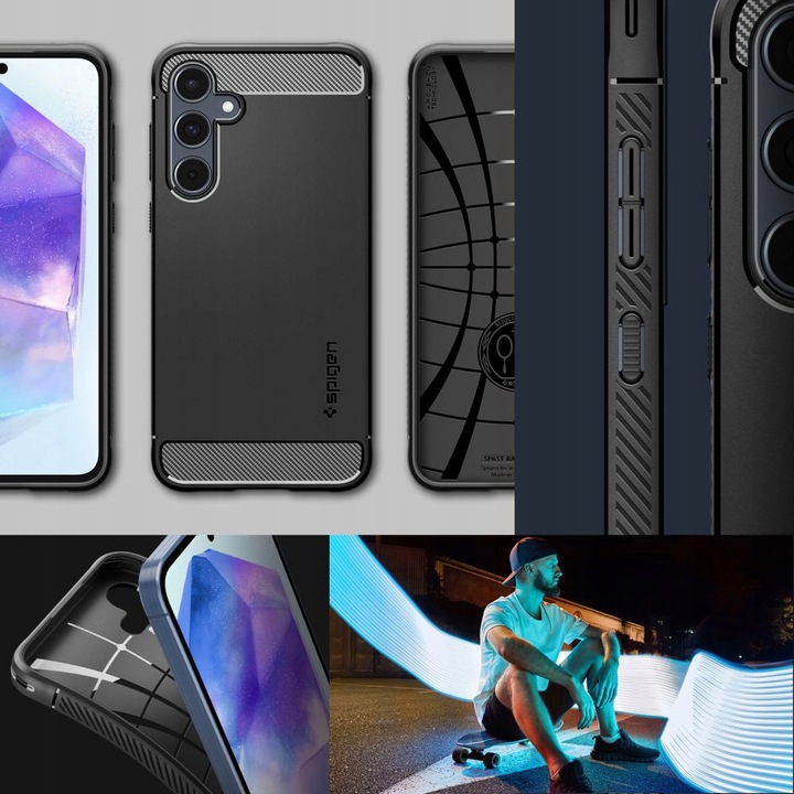 Etui do Galaxy A55 5G, Spigen Rugged Armor elastyczny smukły case cover TPU