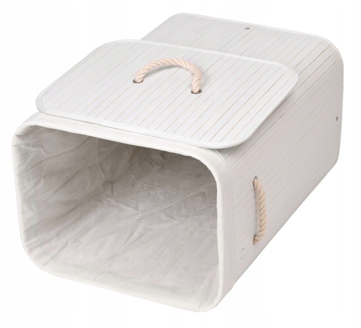 KOSZ BAMBUSOWY NA PRANIE BIELIZNĘ BIAŁY POJEMNIK ŁAZIENKOWY ORGANIZER 80L