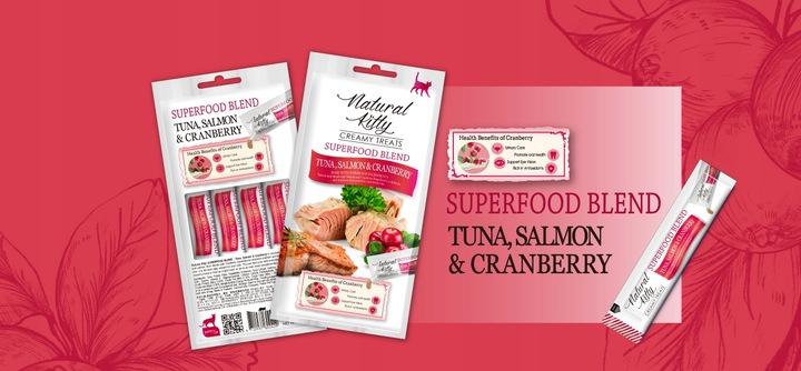 Natural Kitty Premium Tuńczyk, łosoś & żurawina x 6