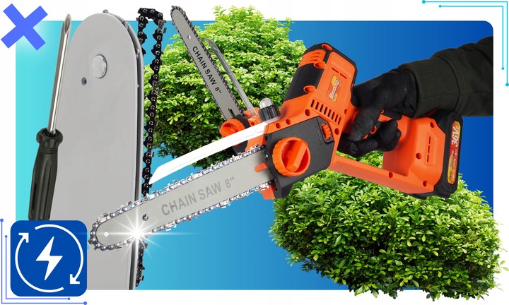 PIŁA AKUMULATOROWA ELEKTRYCZNA MINI 8" + DWA 2X AKUMULATORY 2.0Ah DO