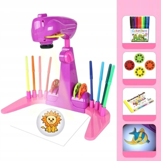 PROJEKTOR DO NAUKI RYSOWANIA RZUTNIK RÓŻOWY ZESTAW