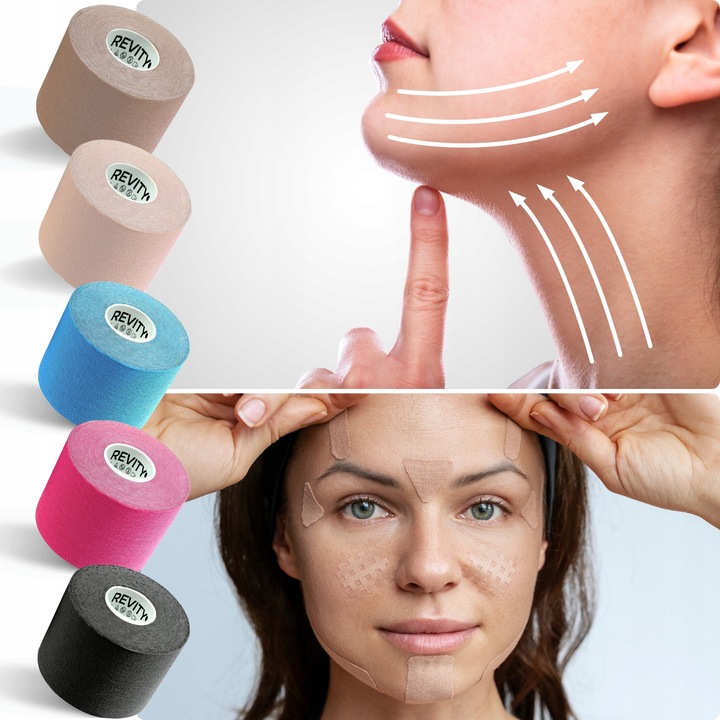 TAŚMA DO BIUSTU TAPINGU TWARZY 5m KINEZJOLOGICZNA KINESIO LIFT TAPE TEJPY