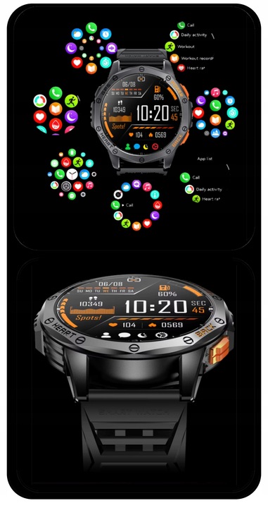SMARTWATCH MĘSKI Z GPS K67 PL-MENU WODOODPORNY SMSY ROZMOWY SMART WATCH