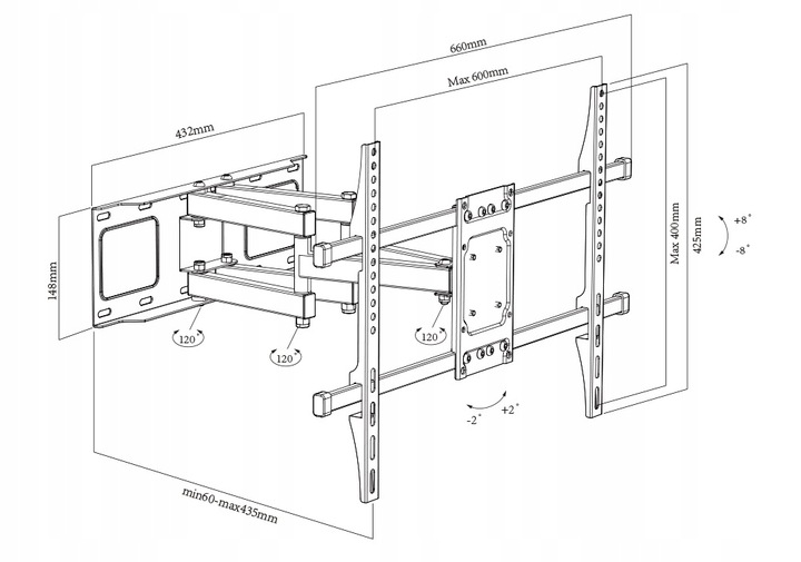 UCHWYT DO TELEWIZORA 32-85 CALI OBROTOWY EXTRA MOCNY DO 60KG