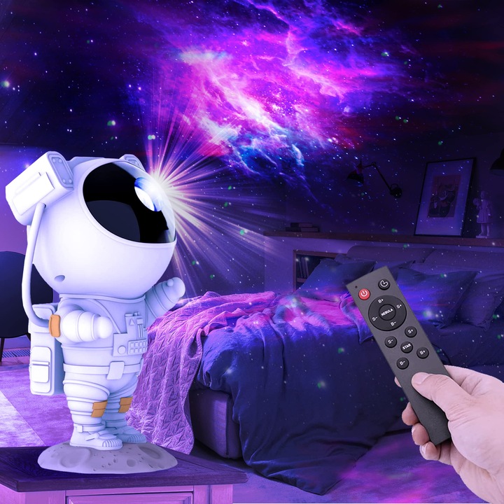 PROJEKTOR GWIAZD LAMPKA NOCNA RZUTNIK DLA DZIECI LED LASEROWY ASTRONAUTA