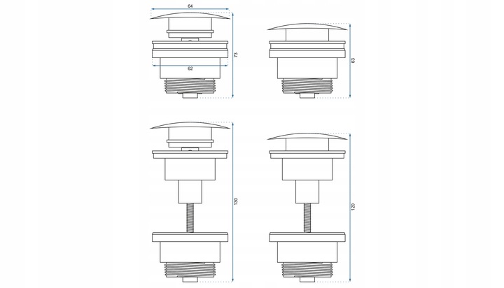 Korek Umywalkowy KLIK-KLAK Czarny Uniwersalny do Umywalki Automatyczny REA