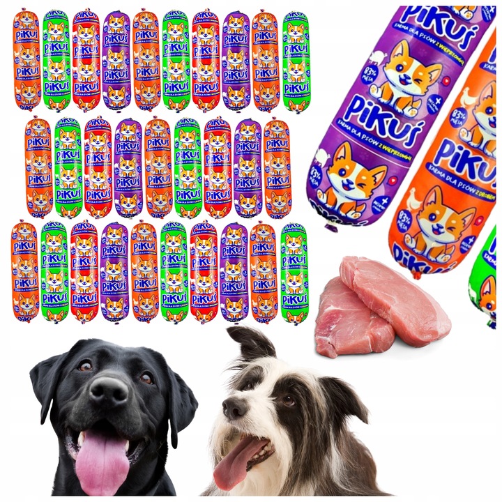 Karma dla Psa Psów Baton Mięsny Pikuś 18 x 1 kg 83% Mięsa Mokra Uniwersalna