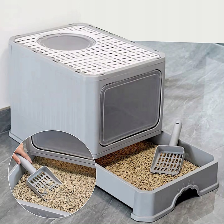 DUŻA KUWETA dla Kota Z FILTREM Z SZUFLADĄ na żwirek Z ŁOPATKĄ