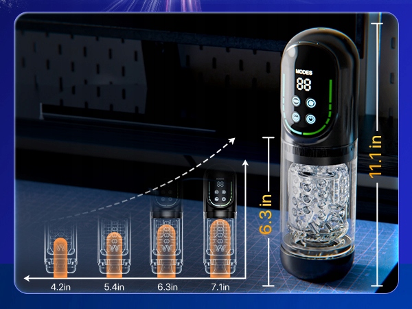 masturbator męski z 3 pompkami i 7 ruchami obrotowymi, wibrujący i ssący