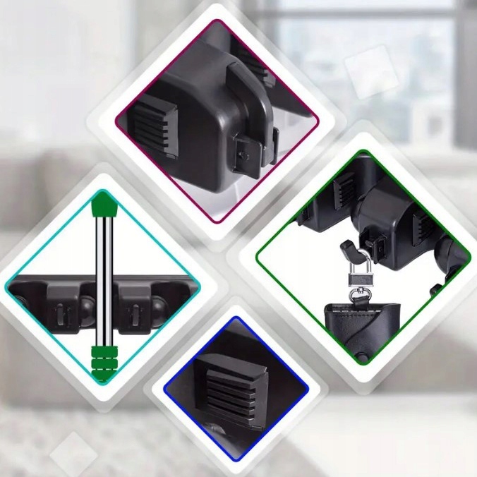 WIESZAK UCHWYT NA ŚCIANĘ ŚCIENNY NA MIOTŁY NARZĘDZIA SZCZOTKI GRABIE