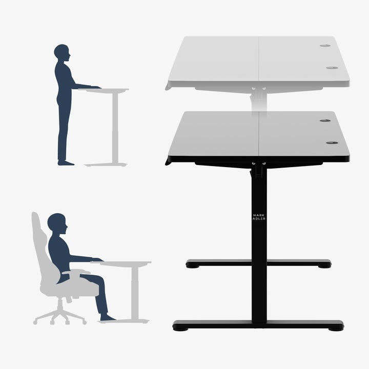 Biurko regulowane elektryczne MARK ADLER czarne komputerowe uchwyt