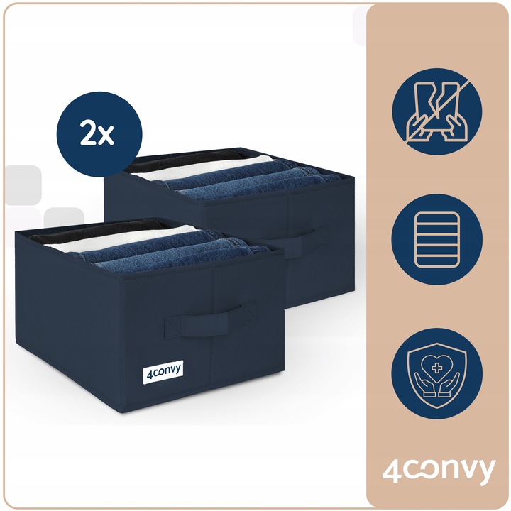 2x organizer pudełko pojemnik na ubrania jeansy do szuflady szaf