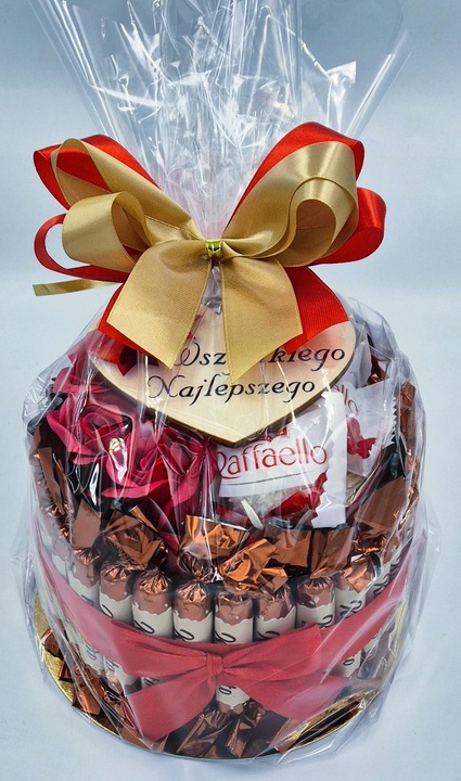 Tort ze Słodyczy Kosz Prezentowy Zestaw Prezent na Urodziny Imieniny
