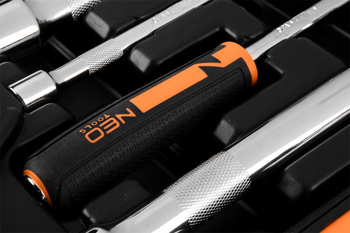NEO TOOLS Klucze Nasadowe 1/2" 1/4" Zestaw Narzędzi 73 el. Walizka Stal CrV
