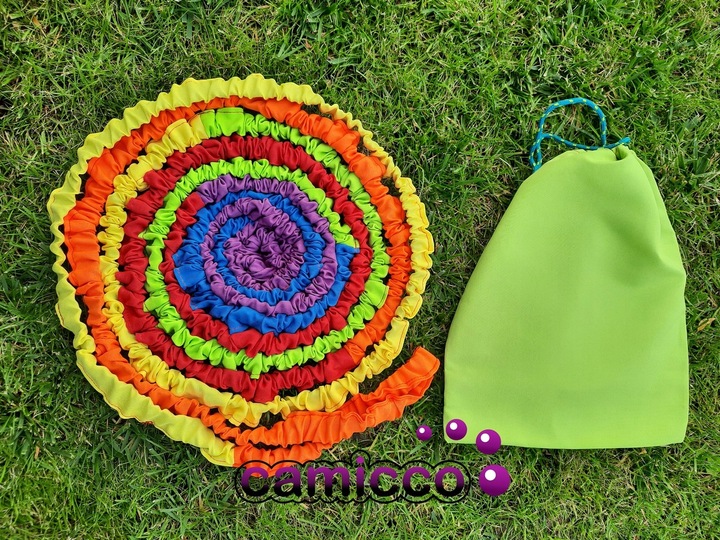 GUMA SENSORYCZNA tęczowa ANIMACYJNA do tańca gumy zabaw animatorów 7 m