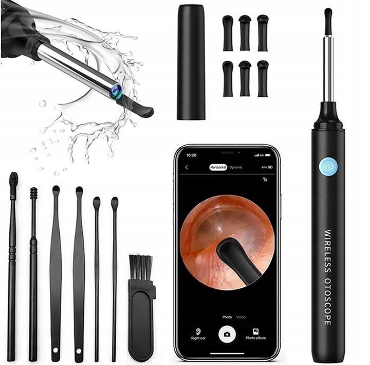 SMART OTOSKOP Z KAMERKĄ WIFI DO CZYSZCZENIA USZU NARZĘDZIA ZESTAW ENDOSKOP