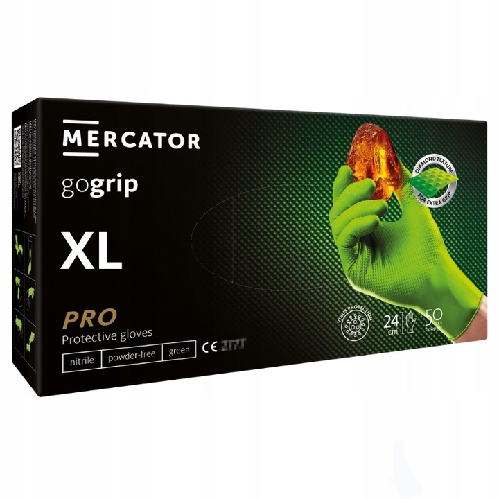 Rękawiczki MERCATOR GOGRIP OGRODNICZE green ZIELONE 50 szt. rozmiar XL