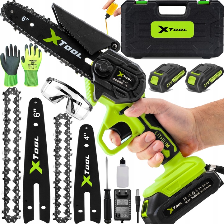 PIŁA AKUMULATOROWA ŁAŃCUCHOWA DO GAŁĘZI PILARKA RĘCZNA 6" 2x AKU