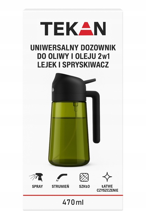 DOZOWNIK DO OLIWY OCTU OLEJU SPRYSKIWACZ NALEWAK TEKAN 470ML SZKLANY
